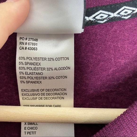 Umbro Maroon Long Sleeve Crop Top XS - Picture 3 of 6